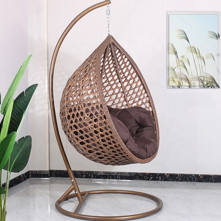 Modern outdoor furniture garden egg hanging swing chair with stand