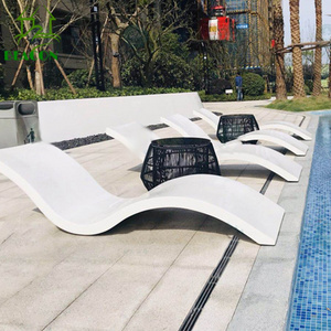 Hot sale poolside pool bed sun lounger white luxury modern swim in pool fiberglass lounge chair