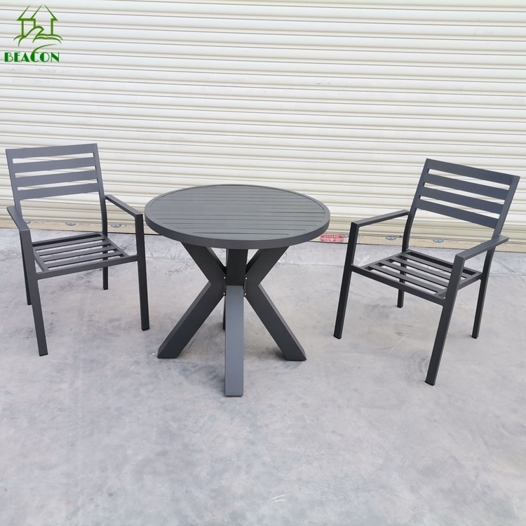 3pc patio set hot sale metal garden round coffee shopping  table chair outdoor furniture for balcony