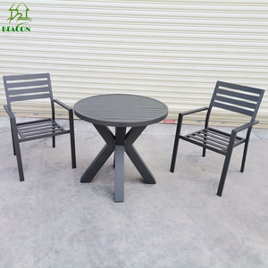 3pc patio set hot sale metal garden round coffee shopping  table chair outdoor furniture for balcony