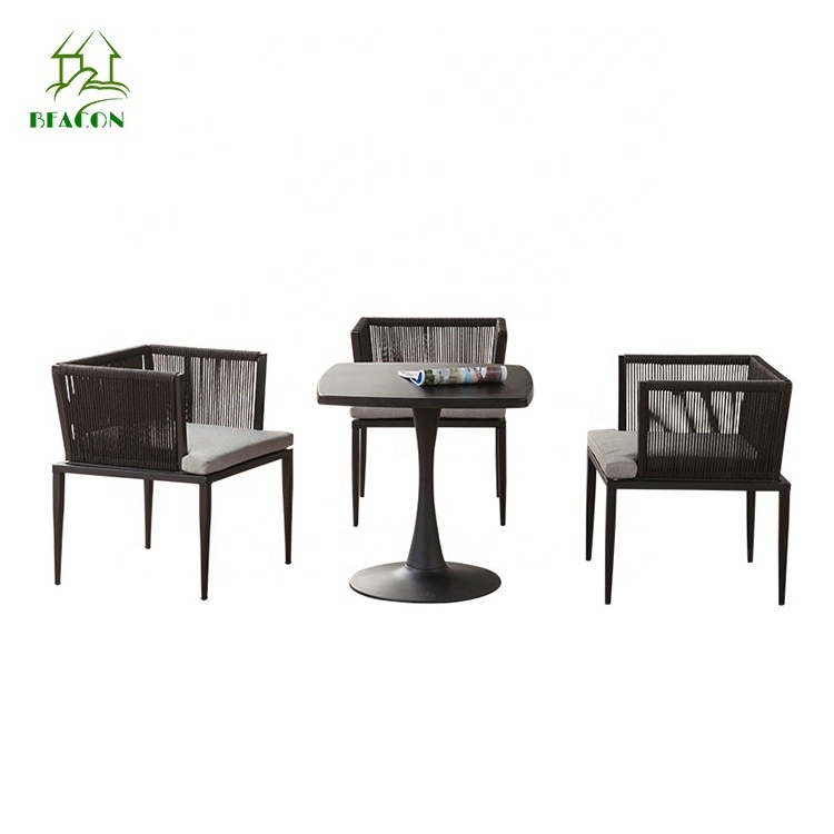 Weaving processing customization outdoor dining chair black metal garden furniture rattan sofa set