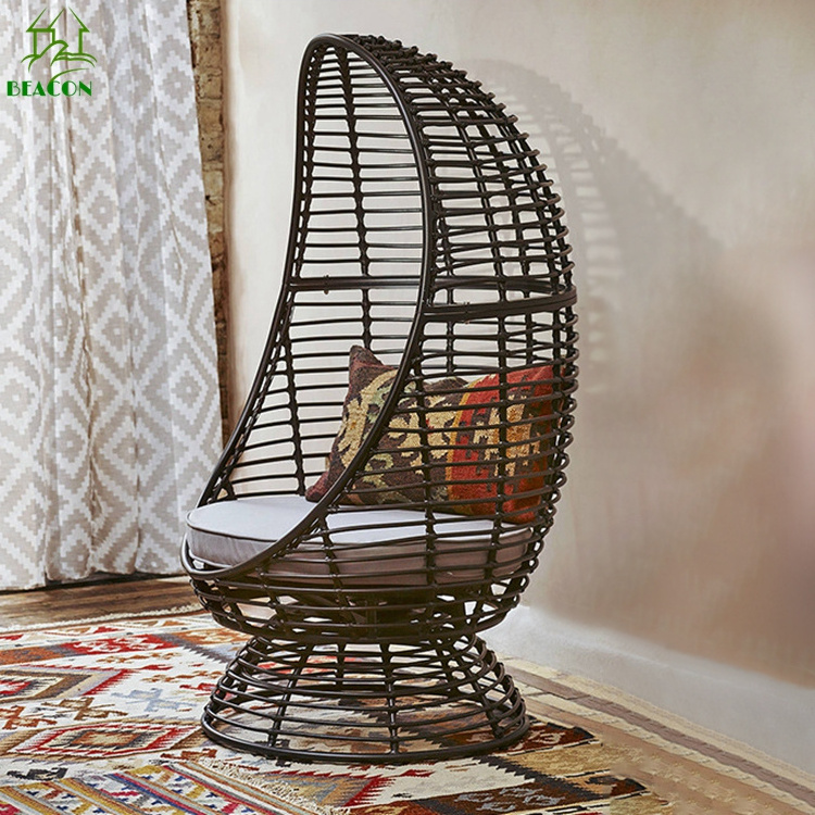 Wholesale rattan wicker garden boho chairs real PE rattan patio furniture one seater sofa pedicure chair