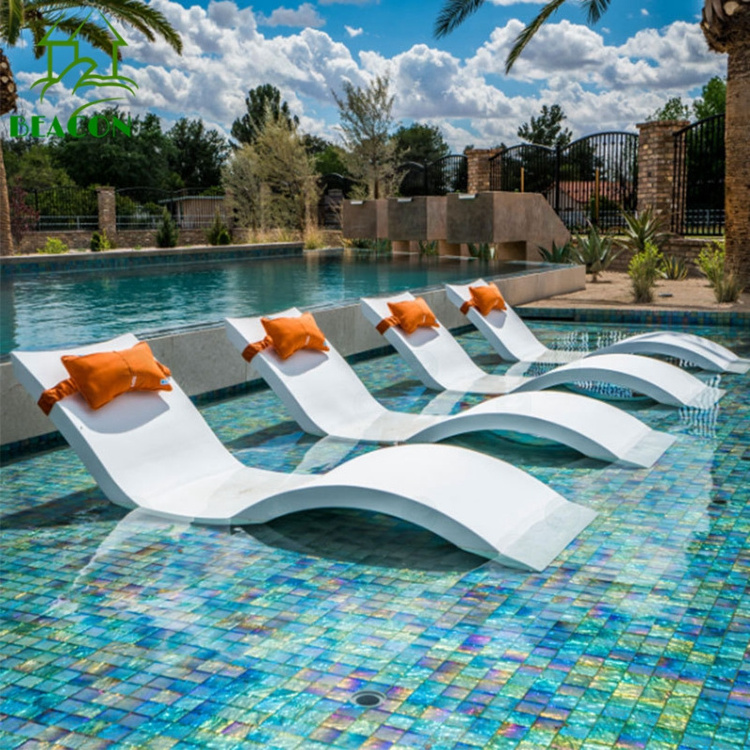 Garden poolside furniture lounge pool fibreglass sunbeds,in water pool chaise lounge chair