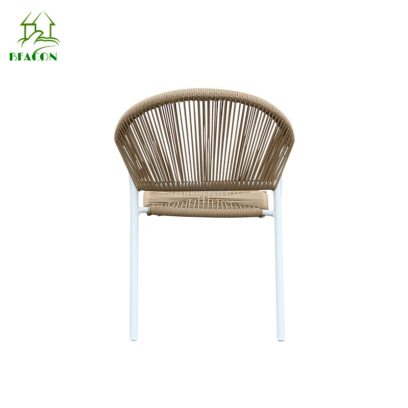 Luxury beach restaurant metal terrace wicker chair modern simple coffee shop metal frame arm chair