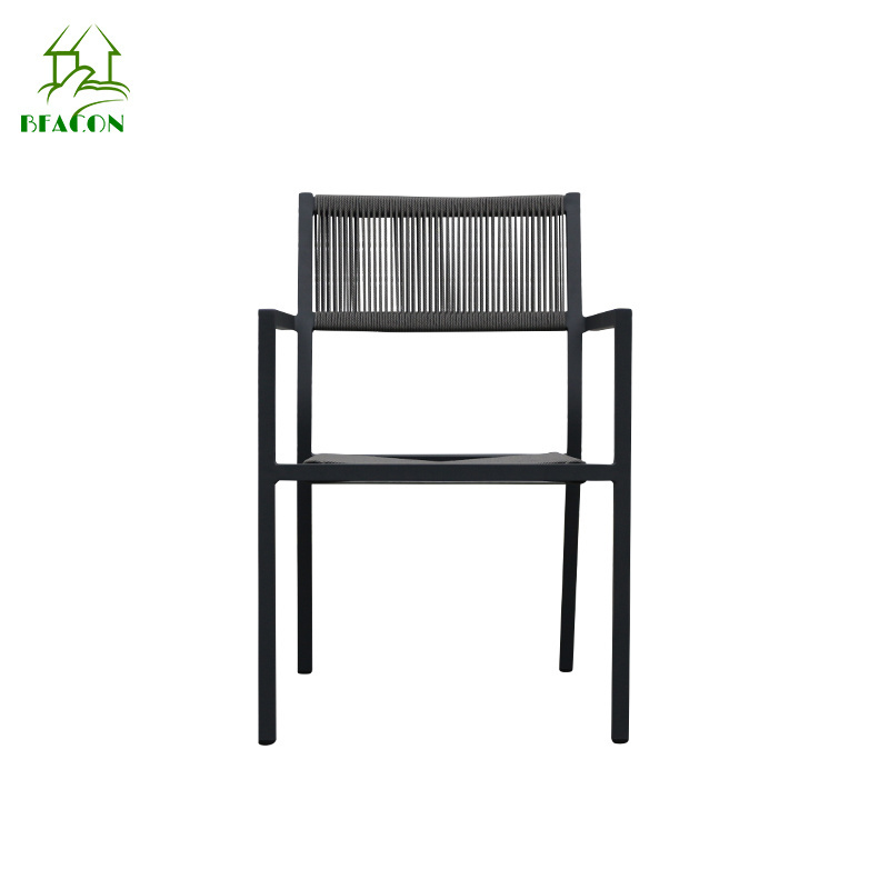 High quality aluminium metal frame high back stacking chair wicker rattan netted patio contract chairs