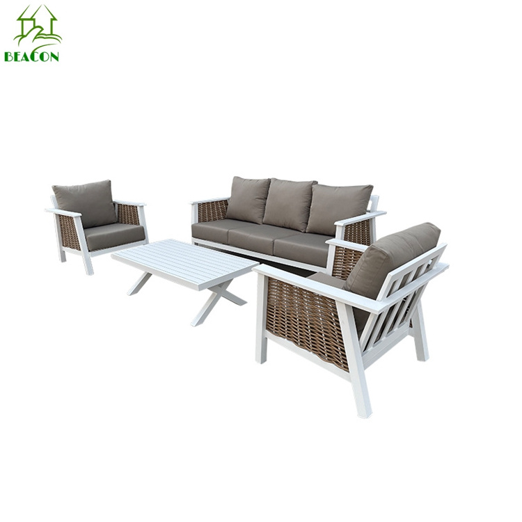 Aluminium coffee table sofa set wholesale aluminium rattan sofa set wicker rattan furniture