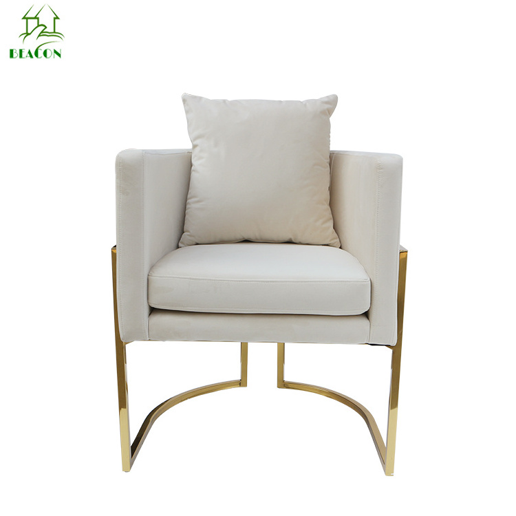 Hotel furniture brass steel tube frame Julius textile upholstery chair