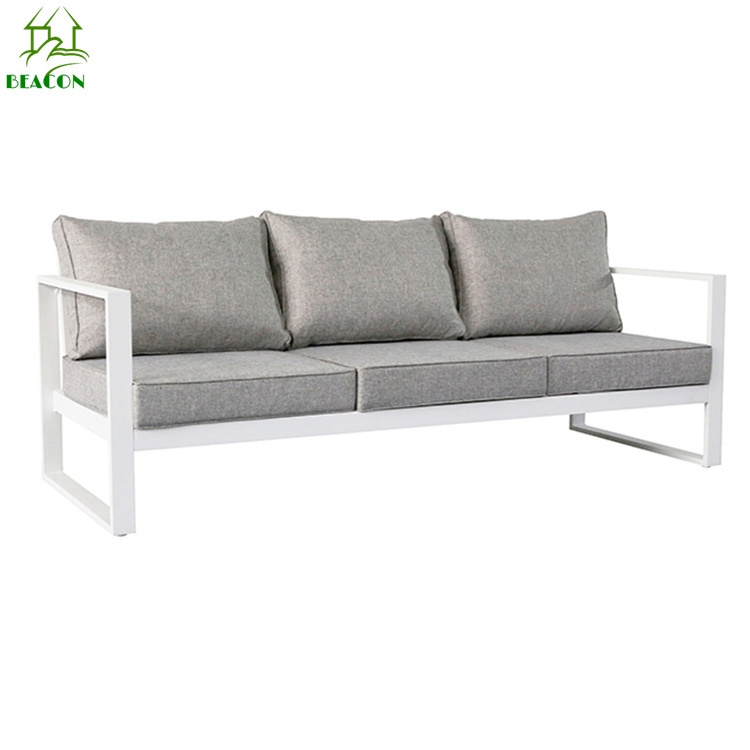 White patio balcony sofa furniture wholesale white metal outdoor garden couch set furniture