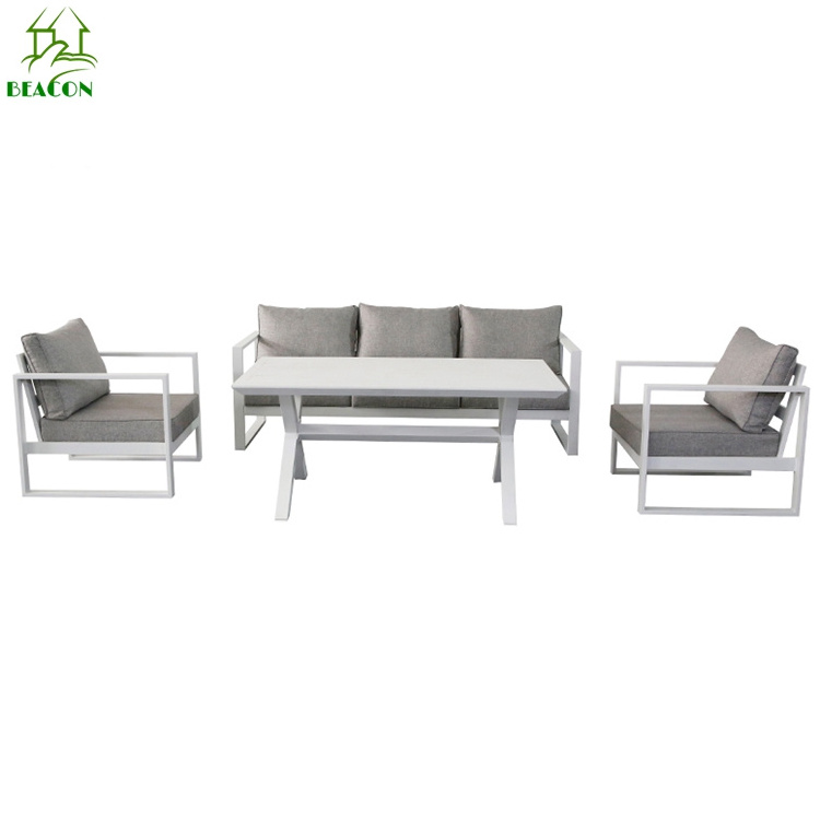 White patio balcony sofa furniture wholesale white metal outdoor garden couch set furniture