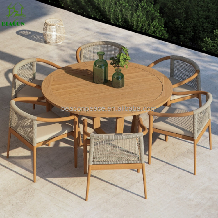 Garden dinner table and chair teak outdoor patio dining set teak wood outdoor round patio table for garden