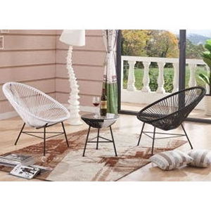 Outdoor pvc cord patio rattan furniture mesh outdoor bowl recline chair with metal leg