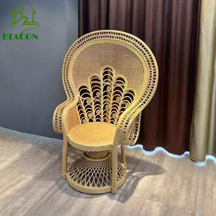 Wedding boho chair in rattan wholesale patio wood woven peacock chair rattan wicker peacock chair