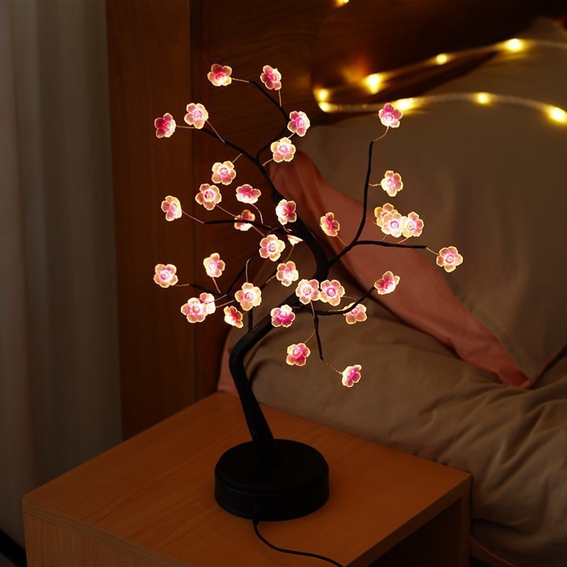 Artificial Plants USB Charging LED Maple Leaf Plum Blossom Snowflake Festival Decoration Bedside Night Lamp Room decor Light