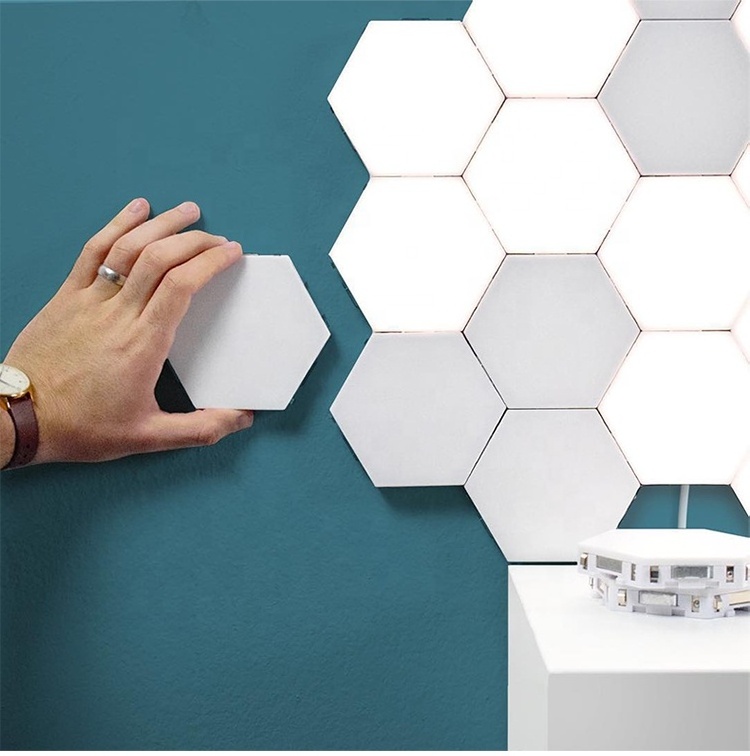 Creative Smart Removable Hexagonal Wall Lamp Quantum Modular Touch Hexagon Geometry Splicing Hex Honeycomb White LED Night Light