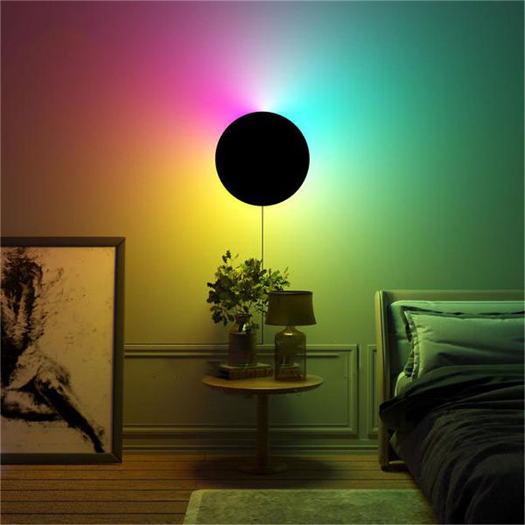 Modern Round RGB LED Wall lamp Living Room Decoration Colorful Bedroom Indoor Lighting Dimmable Wall Lights BestSuppliers