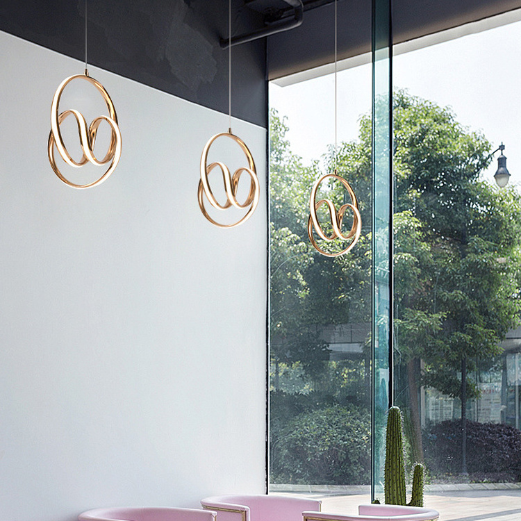 Minimalist Creative Chandelier LED Curved Ring Pendant Light For Indoor Home Hotel Decorative Ceiling Lights