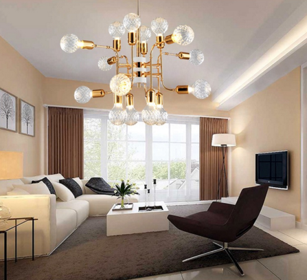 Hot sale modern luxury creativity lighting metal frame glass lampshade hanging ceiling chandelier pendant lamp lighting