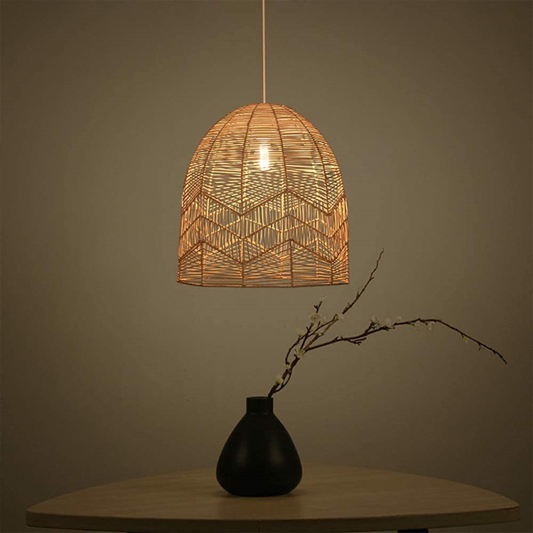 Durable boho bamboo lamp supplier vintage style wood weaving natural bamboo rattan chandelier