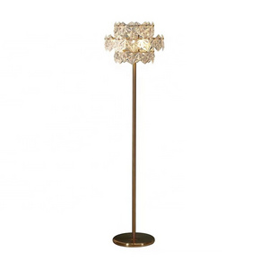 Minimalist luxury post-modern led decorative art standing light stainless steel crystal chandelier Floor lamp