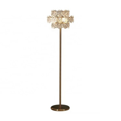 Minimalist luxury post-modern led decorative art standing light stainless steel crystal chandelier Floor lamp