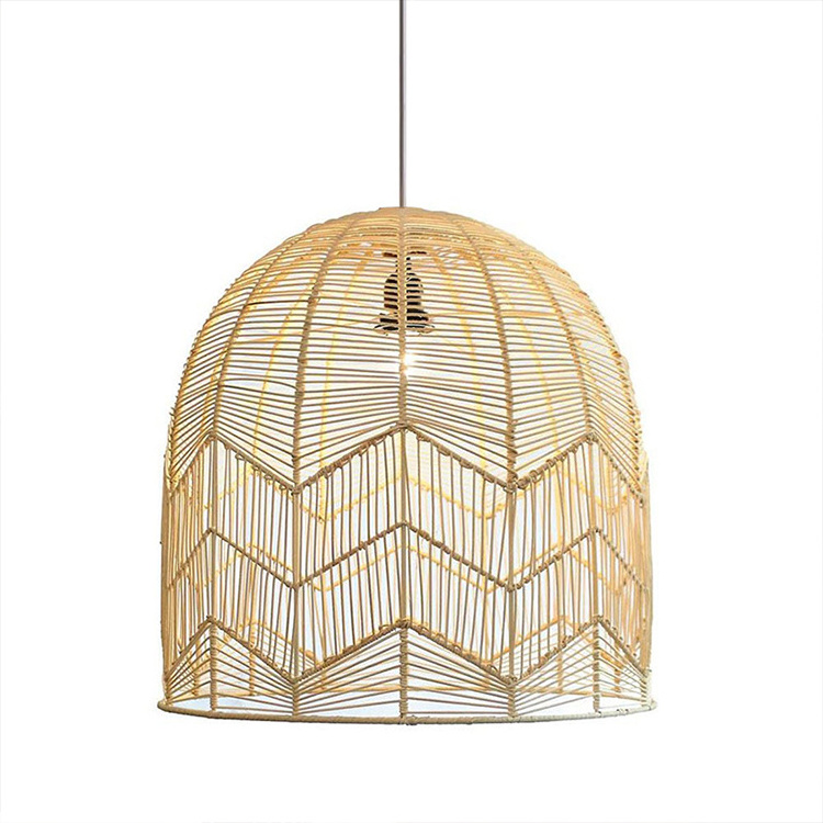 Durable boho bamboo lamp supplier vintage style wood weaving natural bamboo rattan chandelier