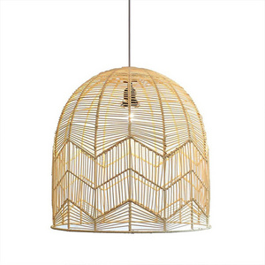 Durable boho bamboo lamp supplier vintage style wood weaving natural bamboo rattan chandelier