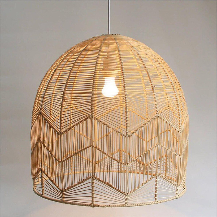 Durable boho bamboo lamp supplier vintage style wood weaving natural bamboo rattan chandelier