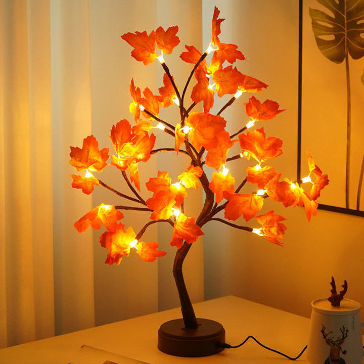 Artificial Plants USB Charging LED Maple Leaf Plum Blossom Snowflake Festival Decoration Bedside Night Lamp Room decor Light