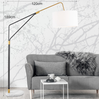 Indoor Hotel living room white fabric shade Marble Base large floor lamp