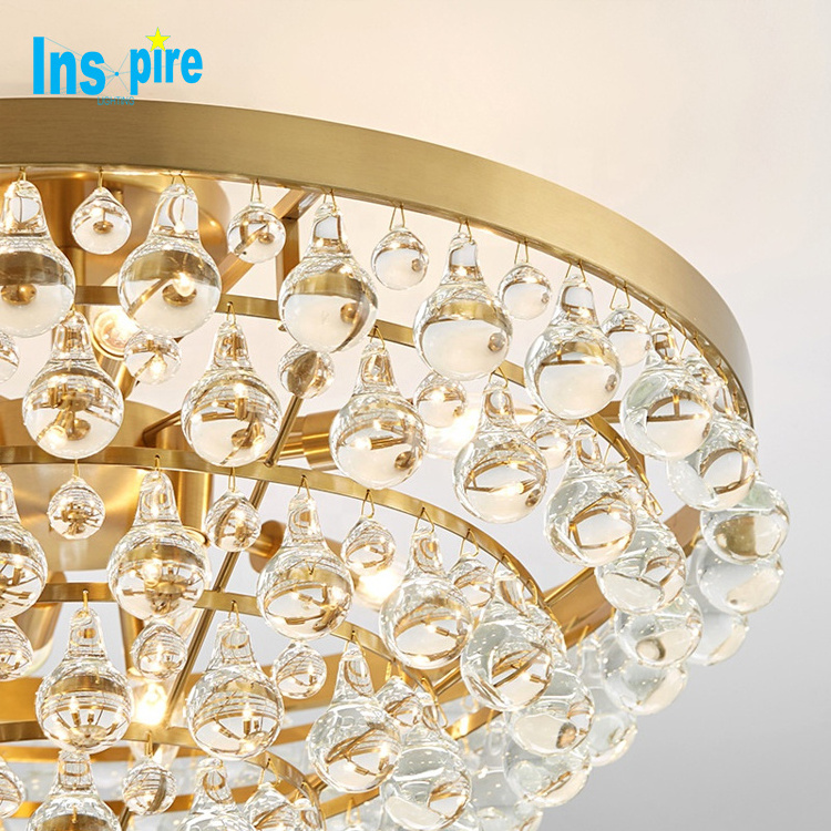 Contemporary large decorative gold luxury lighting fixtures K9 crystal pendant lights chandeliers and lamp