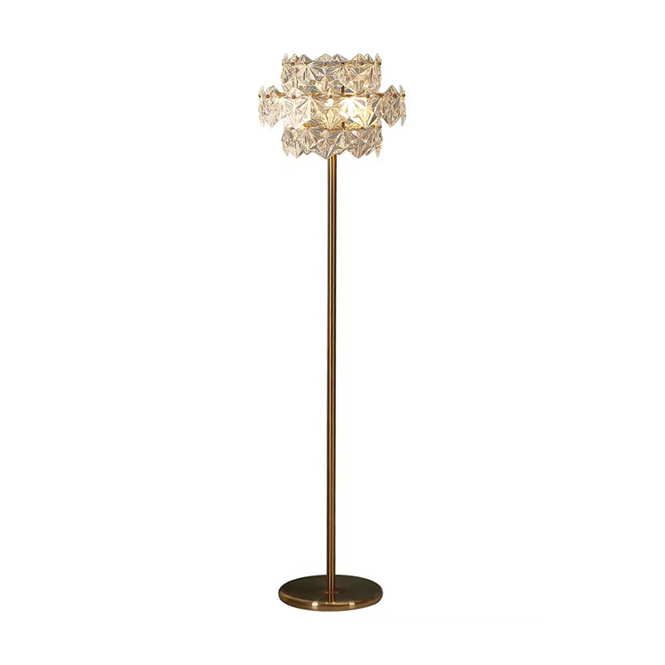 Minimalist luxury post-modern led decorative art standing light stainless steel crystal chandelier Floor lamp