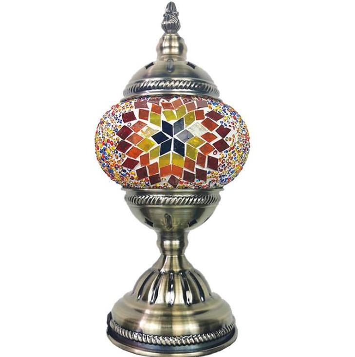 Classic red mosaic lamp hand-cast hardware base Turkish table lamp retro bedroom living room restaurant hotel table lighting