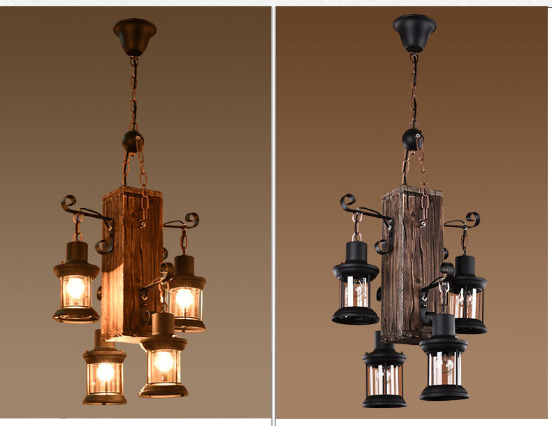 China wholesale rustic hanging pendant lamp iron and wood ceiling pendant light