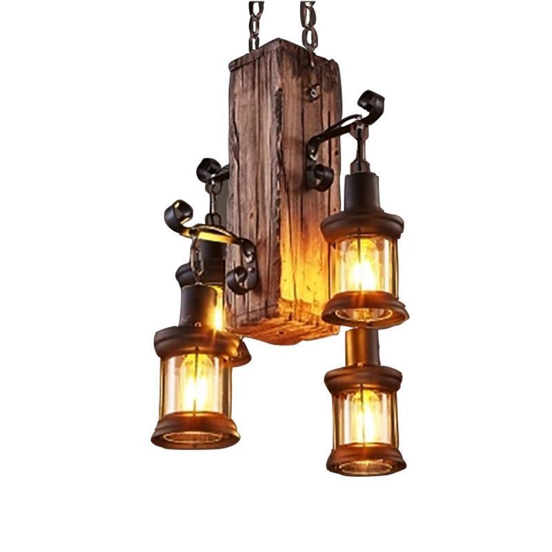 China wholesale rustic hanging pendant lamp iron and wood ceiling pendant light