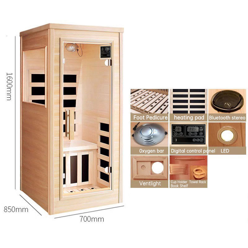 Luxury Combination Carbon Far Infrared Hemlock Sauna  Indoor Ozone Sauna Rooms Home Dry Steam Sauna for 2 Person