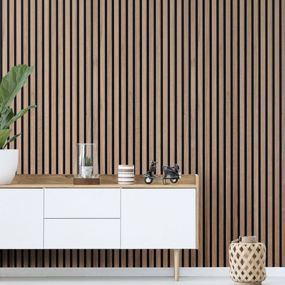 Beien Akupanel Room Wall Decor Interior Slatted Wood Veneer Mdf Perforated Acoustic Panel