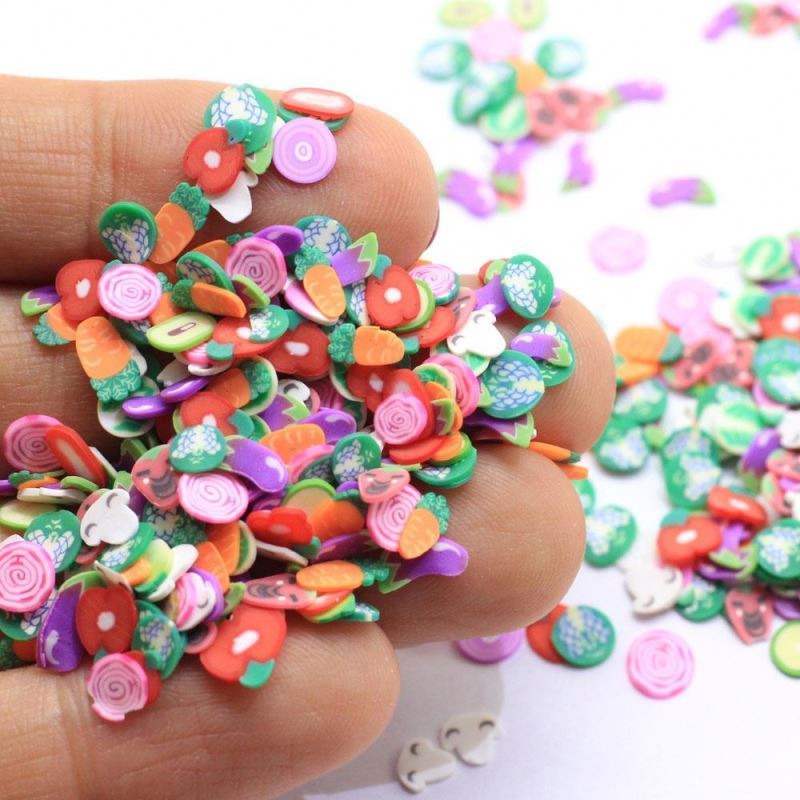 Bulk Cheap Price Polymer Clay Vegetable Slices Assorted Garden Vegetables Sprinkles For Slime Charms Supplies And Nail Art Craft