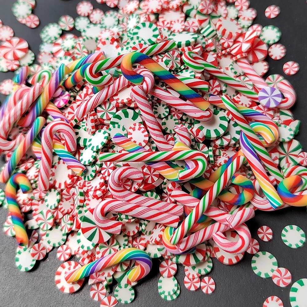 Mixed Christmas Candy Cane Peppermint Sprinkles DIY Polymer Clay Slices for Nail Accessory Xmas Party DIY Slime Filling