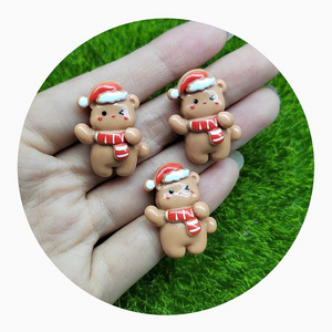 Assorted of Resin Christmas Charms Cartoon Reindeer Bell Candle Boots Snowman Stickers fit Hair Bow Cell Phone Case Decorations