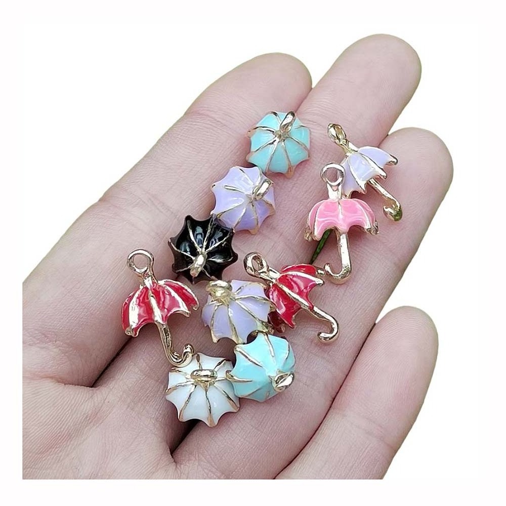 Enamel Umbrella Pendants Charms Diy Metal Beads for Bracelets Necklace Making