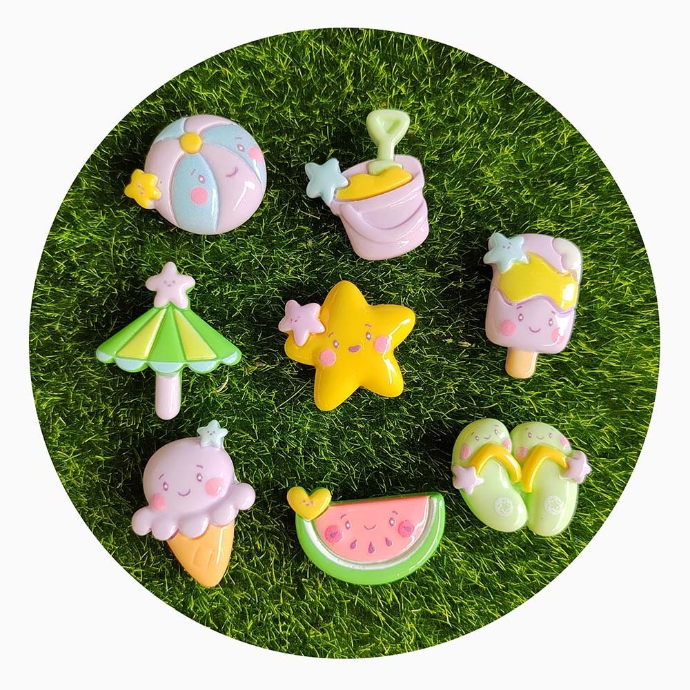 Cute Resin Mini Slipper Juice Ocean Beach Umbrella Watermelon Flatback Cabochon For Scrapbook Kawaii DIY Embellishments Accessor