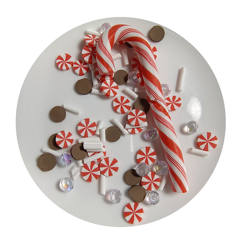 Christmas Polymer Clay Slices Mix Candy Cane Mix Sprinkle Clay Sprinkles for Crafts Tumblers Resin Slime Charms