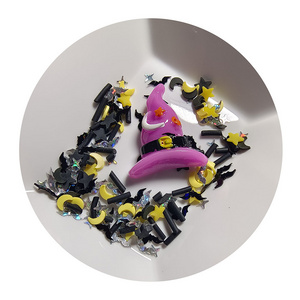 1Bag Halloween Themed Bat Moon Star Clay Sprinkles Witch Hat Resin Charm for Photo Frame Phone Case Scrapbook Decorations