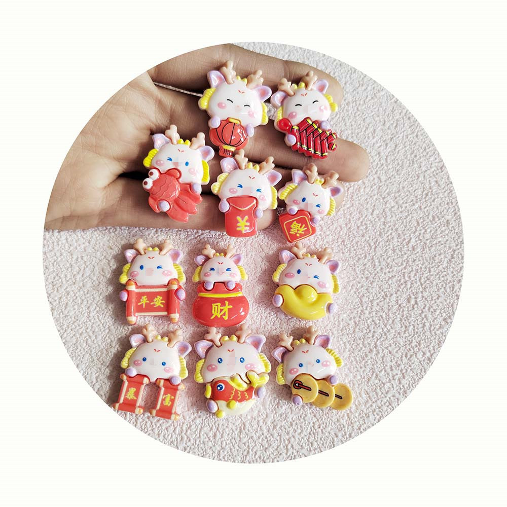 Cute Resin Flatback DIY Cabochons Chinese New Year Dragon Decoration 2024