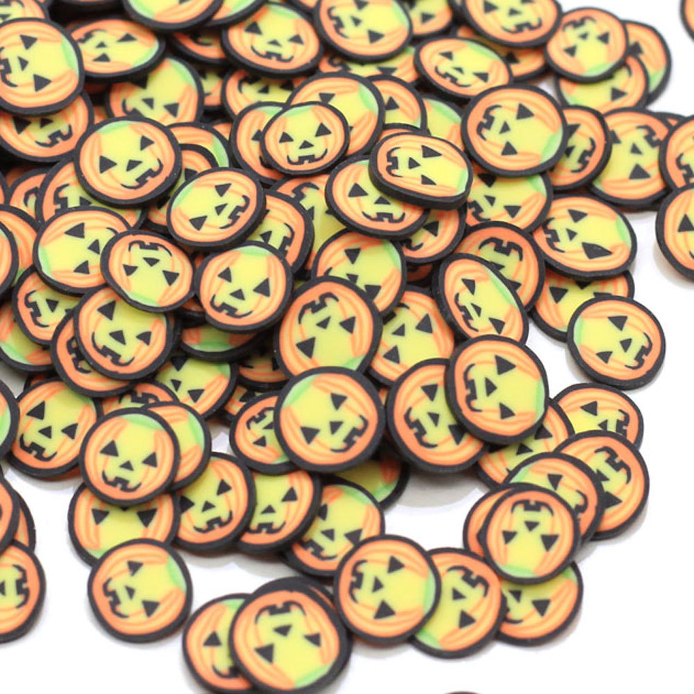 Halloween Crafts Accessories 5mm Pumpkin Slice Polymer Clay Sprinkles For DIY Resin Shaker Jewelry Stuff Slime Filling Phone Nai