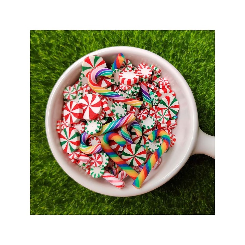 Mixed Christmas Candy Cane Peppermint Sprinkles DIY Polymer Clay Slices for Nail Accessory Xmas Party DIY Slime Filling