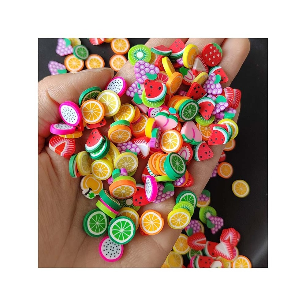 10-12mm Polymer Clay Nail Art Slices Fruit Sprinkles Strawberry Lemon Apple  Grape Piece for Slime Fillings