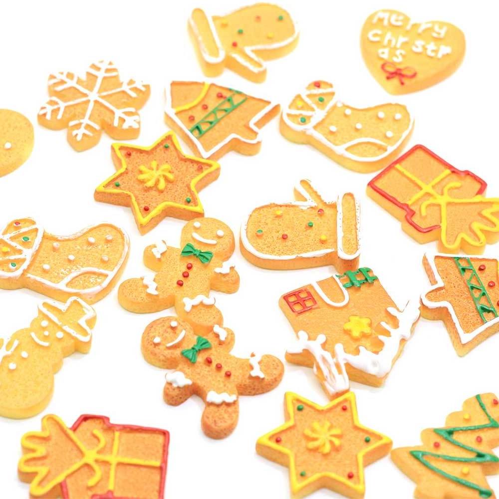 Christmas New Arrival Flat Back Resin Cookie Snowman Gingerman House Boot Tree Shapes Kawaii Charms for DIY