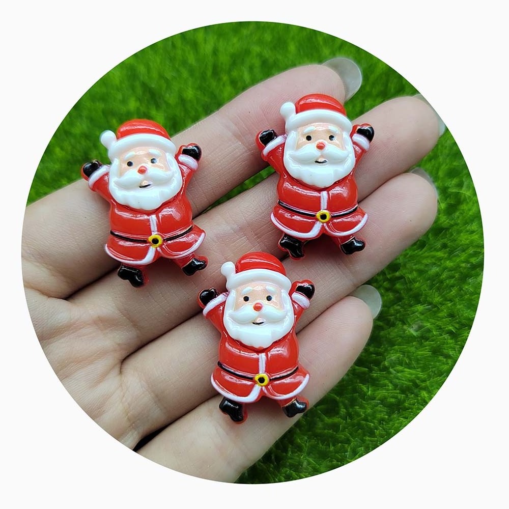 Assorted of Resin Christmas Charms Cartoon Reindeer Bell Candle Boots Snowman Stickers fit Hair Bow Cell Phone Case Decorations