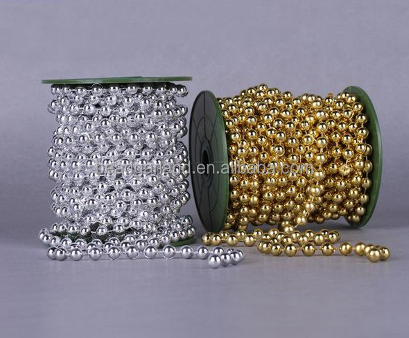 Wholesale Bead Factory Custom Round Shape Gold Color Mardi Gras Beads Plastic Beads Chains